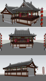 古建戏台草图大师SU模型