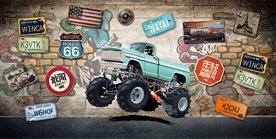 潮流复古卡车装饰画背景墙