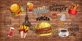 美味汉堡装饰画背景墙
