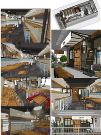 复古餐厅装饰设计模型