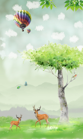 卡通森林壁画 森林装饰画