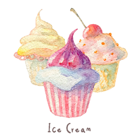 水彩手绘冰淇淋