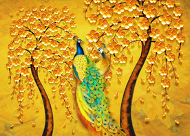 花开富贵孔雀图