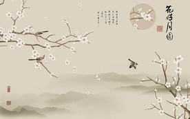 花好月圆工笔花鸟