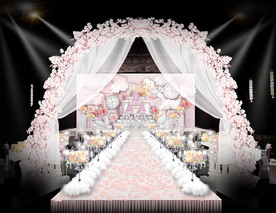 粉色樱花城堡婚礼仪式区