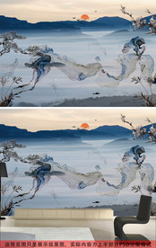新中式禅意意境抽象水墨山水