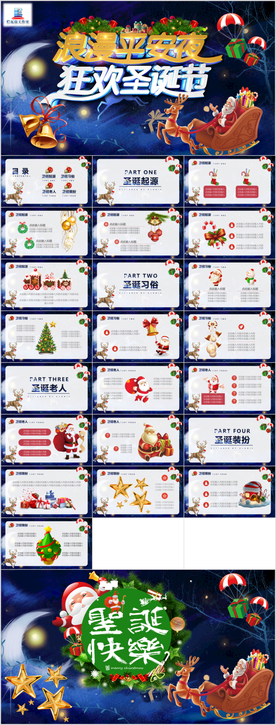 浪漫平安夜狂欢圣诞节介绍PPT
