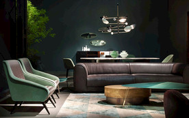 现代沙发组合餐桌椅吊灯