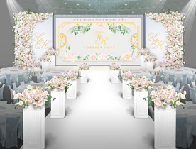 白色现代简约婚礼仪式区