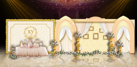 香槟色婚礼甜品区迎宾区