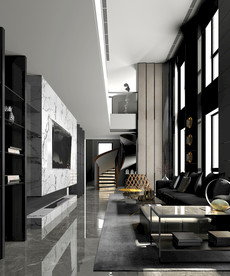 现代别墅客厅3D模型