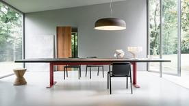 现代长方形多人餐桌椅组合吊灯