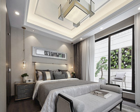 新中式  卧室  古书  床