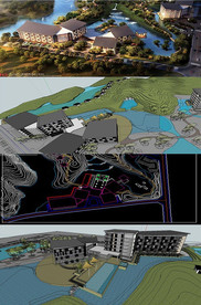 酒店景观草图SU模型带CAD图