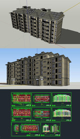 多层住宅草图SU模型含CAD图