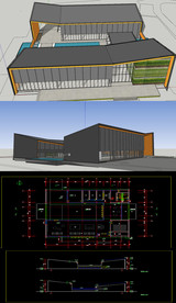 展览厅草图大师SU模型含CAD