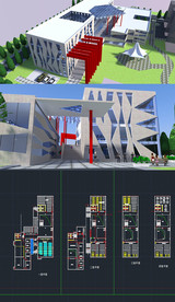 图书中心草图SU模型含CAD图