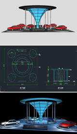 品牌汽车展厅草图模型含CAD图