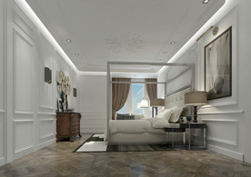 现代卧室  床  边柜