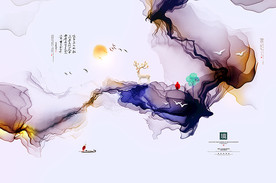 水墨山水画 装饰画 新中式背景