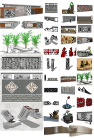 中式文化墙模型