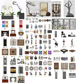 中式家居装饰品模型