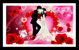 浪漫一生红幸福玫瑰情侣装饰画