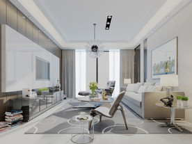 现代客厅 沙发 茶几 餐厅