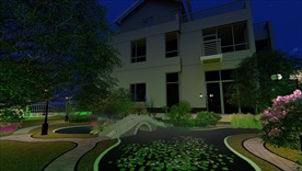 别墅游园夜景动态效果图