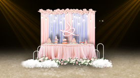 粉色婚礼甜品区