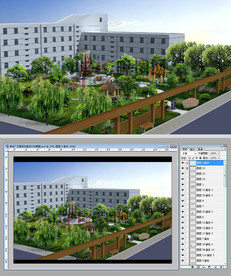 单位厂区景观方案设计效果图
