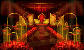 欧式红金婚礼效果图