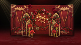 红金色欧式婚礼迎宾区