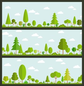 矢量卡通绿树草地