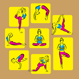 矢量手绘瑜伽养生系列