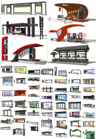 公交车站SU模型