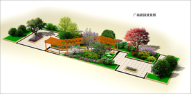 广场游园绿化景观效果图PSD