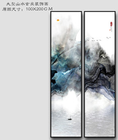 二联抽象玄关装饰画