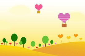 爱心热汽球背景图片