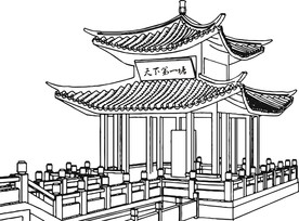 安丰塘建筑矢量线图