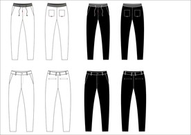 男装针织裤款式图CDR矢量图