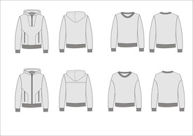 连帽男装卫衣设计基础矢量图模板
