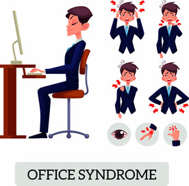 办公室职业疾病卡通人物插画