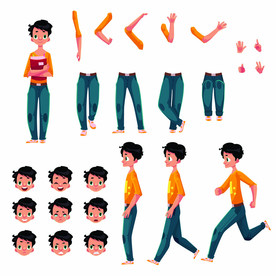 卡通小孩人物造型插画