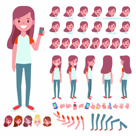 女孩卡通人物造型插画