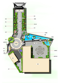 白族 客栈景观彩色平面图