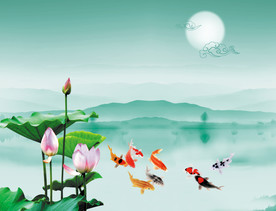 荷塘月色锦鲤图