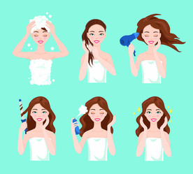 美容美发卡通美女插画