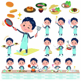 家庭料理卡通人物插画