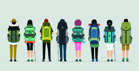 登山包卡通人物插画